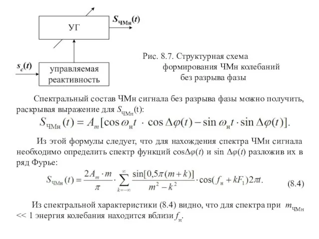 Рис. 8.7. Структурная схема формирования ЧМн колебаний без разрыва фазы Спектральный