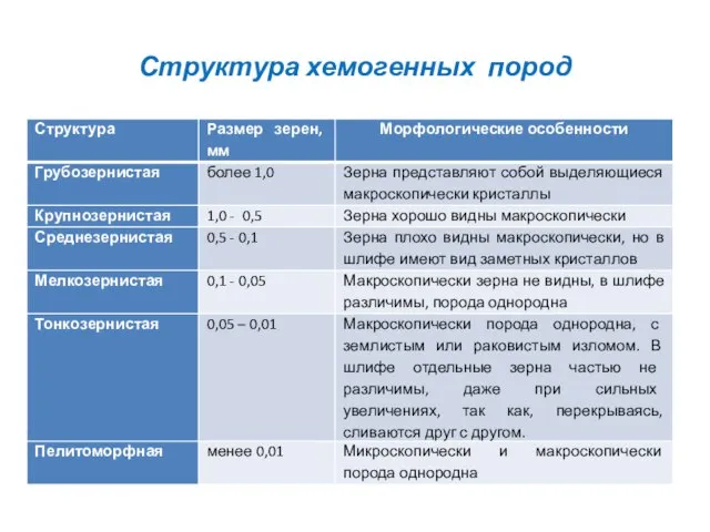 Структура хемогенных пород