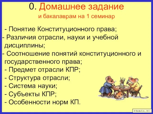 0. Домашнее задание - Понятие Конституционного права; Различия отрасли, науки и