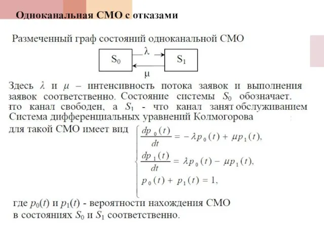 Одноканальная СМО с отказами