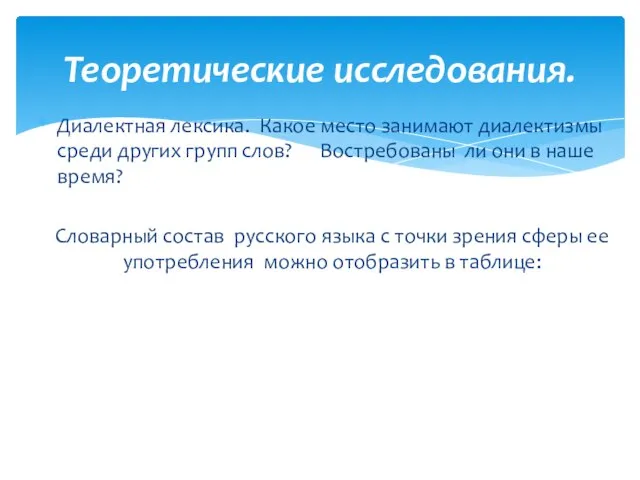 Диалектная лексика. Какое место занимают диалектизмы среди других групп слов? Востребованы