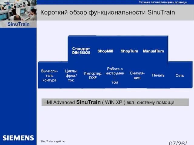 07/26/2023 Короткий обзор функциональности SinuTrain HMI Advanced SinuTrain ( WIN XP