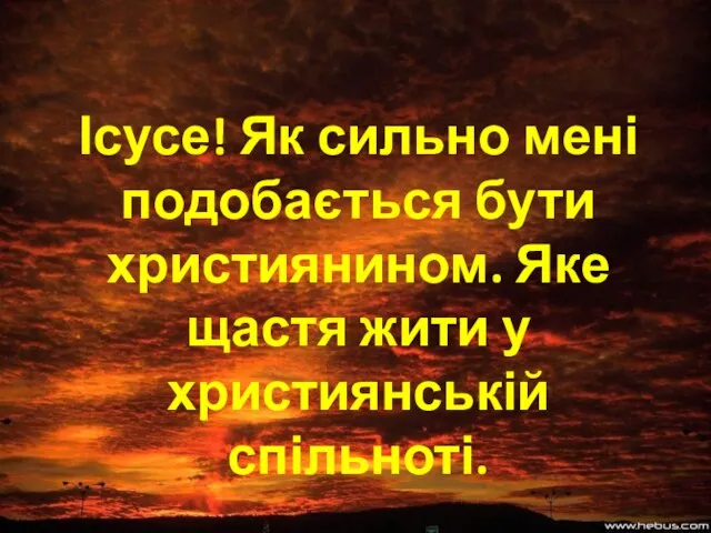 Ісусе! Як сильно мені подобається бути християнином. Яке щастя жити у християнській спільноті.