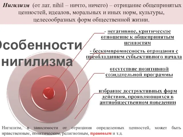 Нигилизм (от лат. nihil – ничто, ничего) – отрицание общепринятых ценностей,