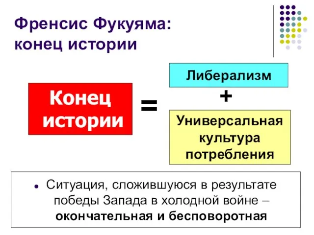 Френсис Фукуяма: конец истории Ситуация, сложившуюся в результате победы Запада в