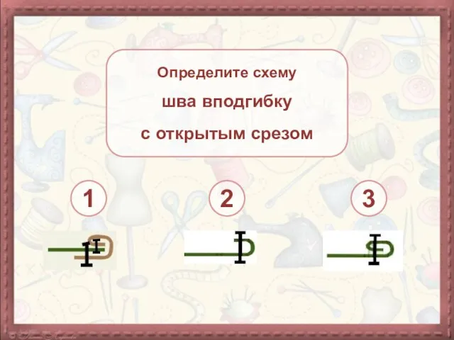 Определите схему шва вподгибку с открытым срезом 1 2 3