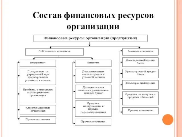 Состав финансовых ресурсов организации