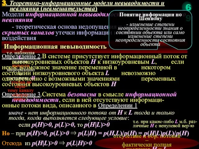 отсутствие и обр. потоков – фактически полная изоляция H и L