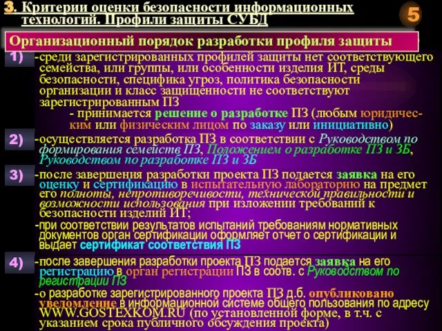 3. Критерии оценки безопасности информационных технологий. Профили защиты СУБД Организационный порядок разработки профиля защиты