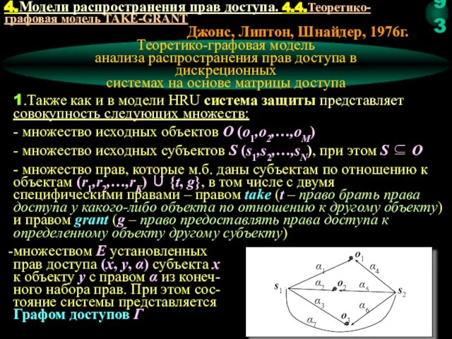 Теоретико-графовая модель анализа распространения прав доступа в дискреционных системах на основе