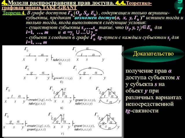 Теорема 4. В графе доступов Г0 (O0, S0, E0) , содержащем