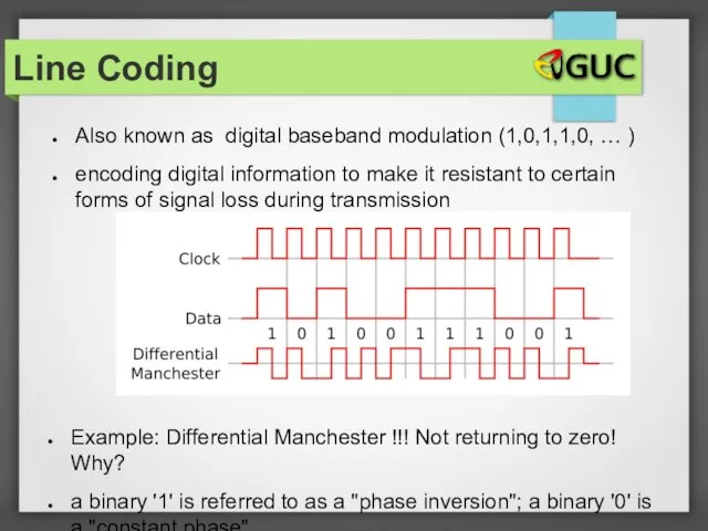 Also known as digital baseband modulation (1,0,1,1,0, … ) encoding digital