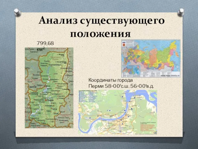 Анализ существующего положения 799,68 км2 Координаты города Перми 58◦00ꞌс.ш. 56◦00ꞌв.д.