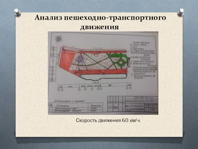 Анализ пешеходно-транспортного движения Скорость движения 60 км/ч.