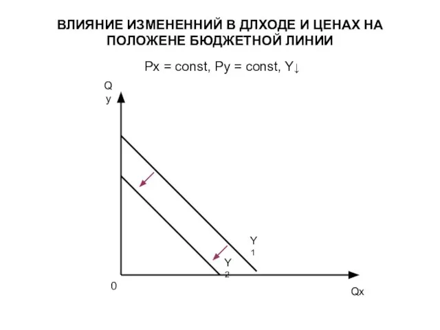 ВЛИЯНИЕ ИЗМЕНЕННИЙ В ДЛХОДЕ И ЦЕНАХ НА ПОЛОЖЕНЕ БЮДЖЕТНОЙ ЛИНИИ Px