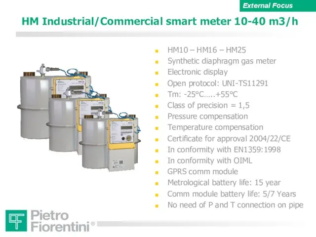 HM10 – HM16 – HM25 Synthetic diaphragm gas meter Electronic display