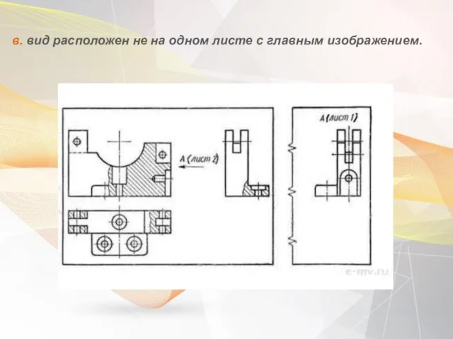в. вид расположен не на одном листе с главным изображением.