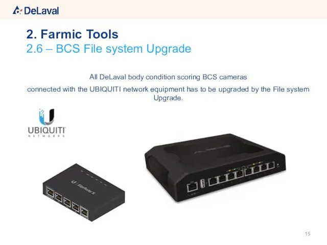 All DeLaval body condition scoring BCS cameras connected with the UBIQUITI