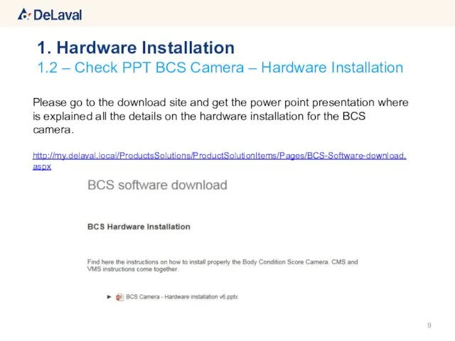 1.2 – Check PPT BCS Camera – Hardware Installation 1. Hardware