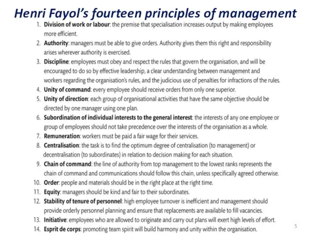 Henri Fayol’s fourteen principles of management