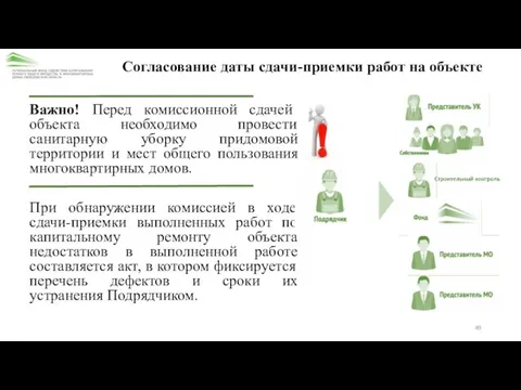 Согласование даты сдачи-приемки работ на объекте Важно! Перед комиссионной сдачей объекта