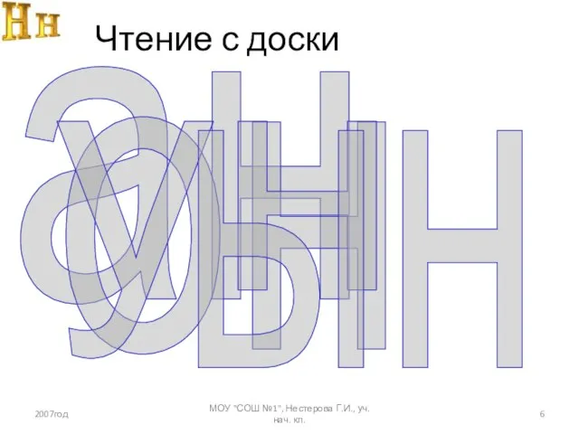 2007год МОУ "СОШ №1", Нестерова Г.И., уч. нач. кл. Чтение с доски ан он ун ын