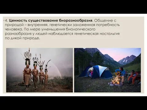 4. Ценность существования биоразнообразия. Общение с природой – внутренняя, генетически заложенная