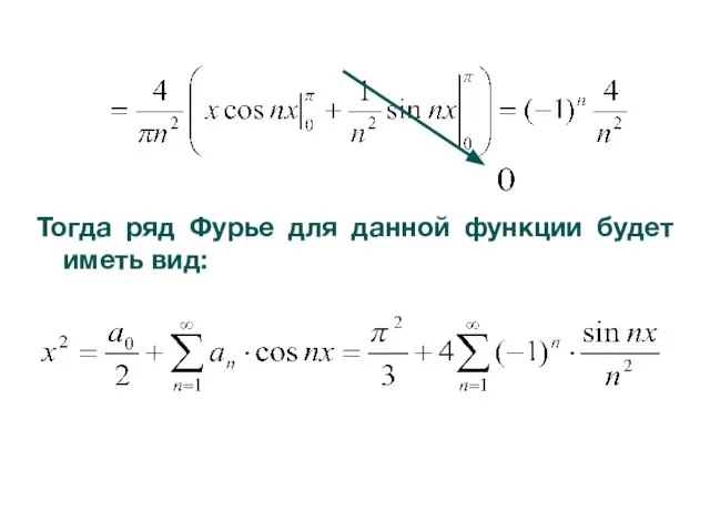 Тогда ряд Фурье для данной функции будет иметь вид: