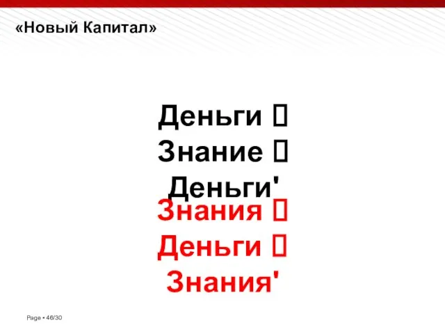 «Новый Капитал» Деньги ? Знание ? Деньги' Знания ? Деньги ? Знания'