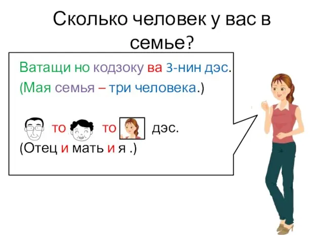 Сколько человек у вас в семье? Ватащи но кодзоку ва 3-нин