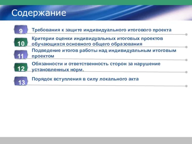 Содержание Порядок вступления в силу локального акта 13