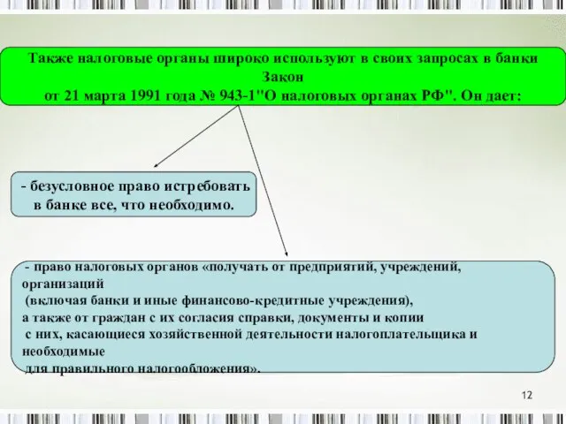 Также налоговые органы широко используют в своих запросах в банки Закон