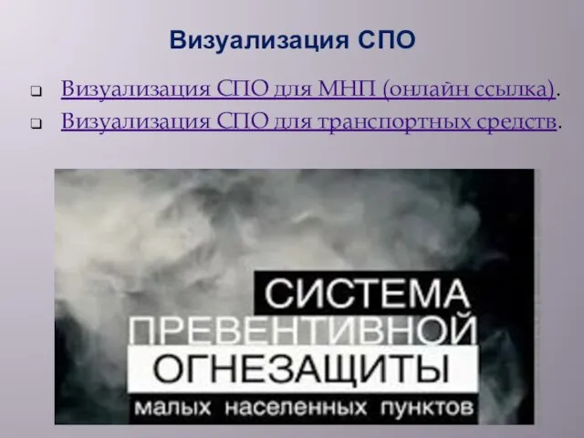 Визуализация СПО Визуализация СПО для МНП (онлайн ссылка). Визуализация СПО для транспортных средств.