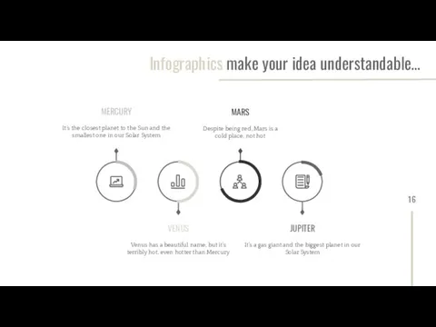 Infographics make your idea understandable… MARS Despite being red, Mars is