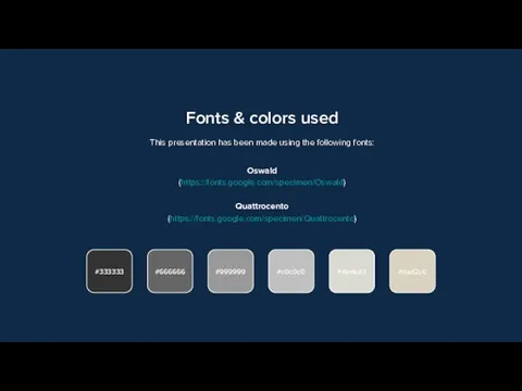 Fonts & colors used This presentation has been made using the