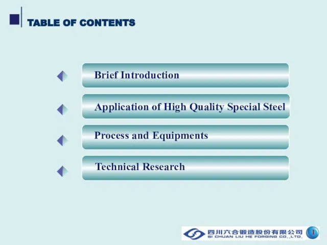 Brief Introduction Application of High Quality Special Steel Process and Equipments Technical Research 1