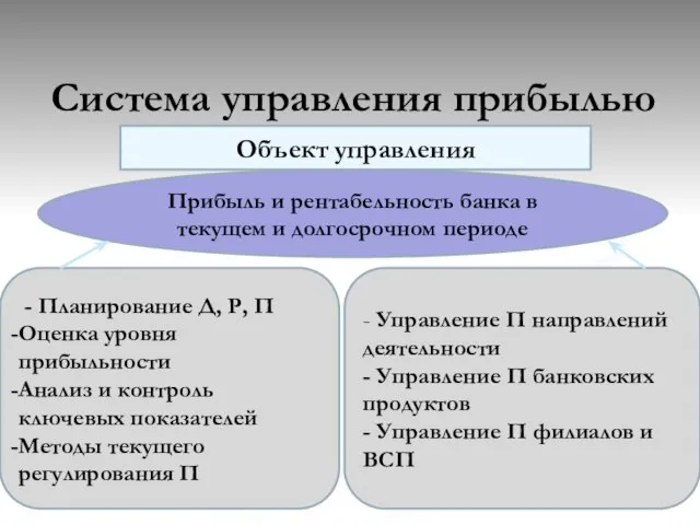 Система управления прибылью Прибыль и рентабельность банка в текущем и долгосрочном