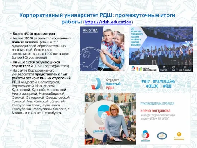 Корпоративный университет РДШ: промежуточные итоги работы (https://rdsh.education) Более 45000 просмотров Более