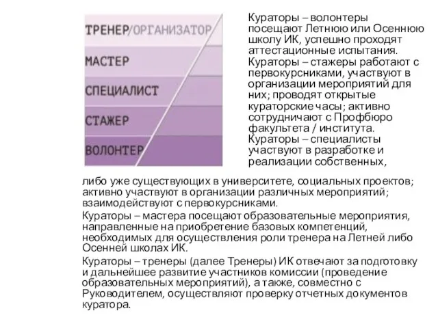 Кураторы – волонтеры посещают Летнюю или Осеннюю школу ИК, успешно проходят