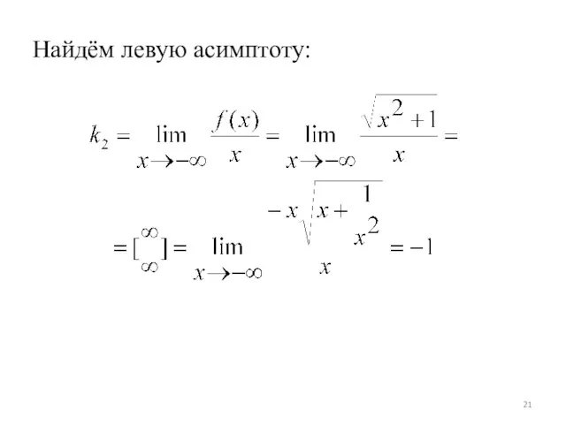 Найдём левую асимптоту: