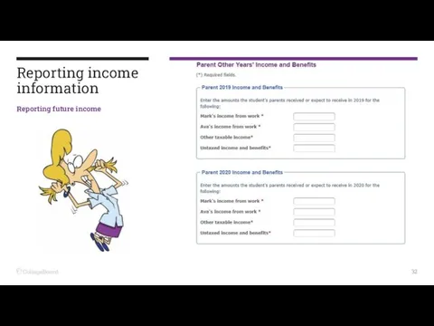 Reporting income information Reporting future income