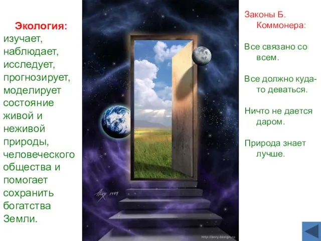 Экология: изучает, наблюдает, исследует, прогнозирует, моделирует состояние живой и неживой природы,