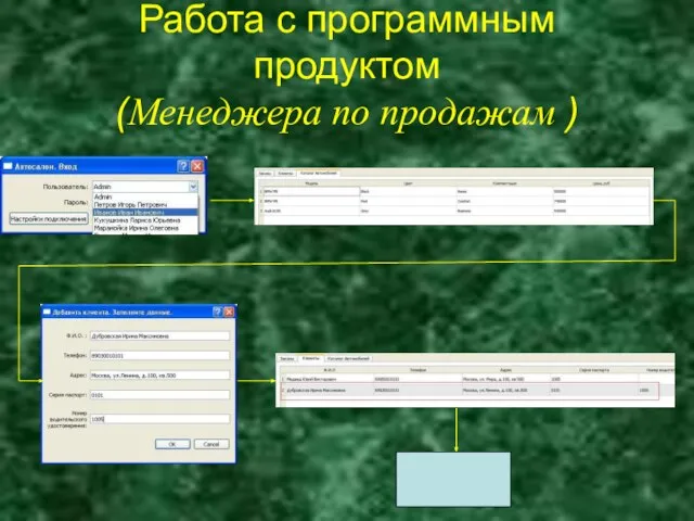 Работа с программным продуктом (Менеджера по продажам )