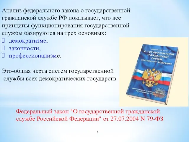 Анализ федерального закона о государственной гражданской службе РФ показывает, что все