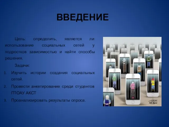 ВВЕДЕНИЕ Цель: определить, является ли использование социальных сетей у подростков зависимостью