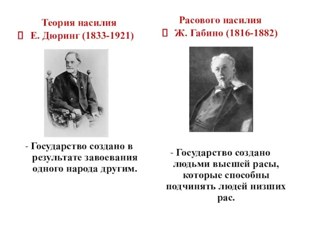 Теория насилия Е. Дюринг (1833-1921) - Государство создано в результате завоевания