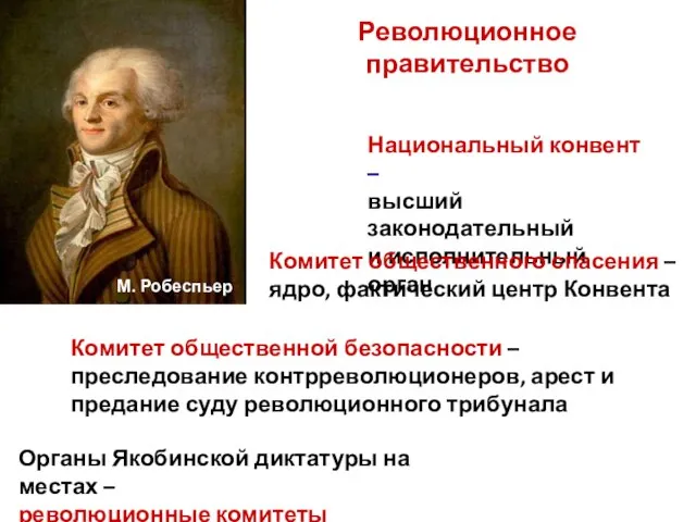 Революционное правительство Национальный конвент – высший законодательный и исполнительный орган Комитет