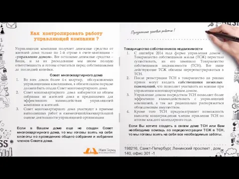 Как контролировать работу управляющей компании ? 198216, Санкт-Петербург, Ленинский проспект ,