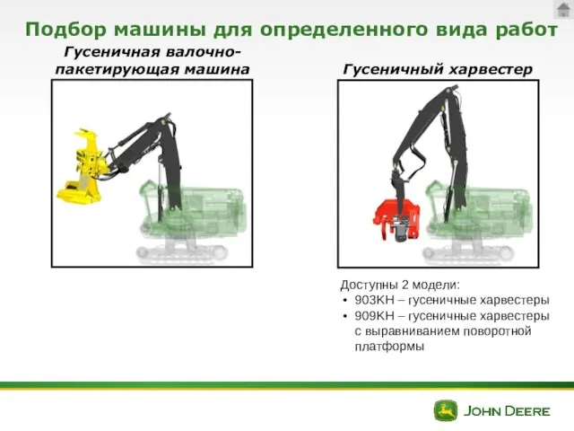Подбор машины для определенного вида работ Доступны 2 модели: 903KH –