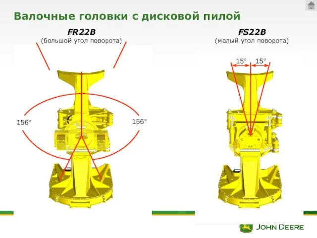 Валочные головки с дисковой пилой FR22B (большой угол поворота) FS22B (малый угол поворота)